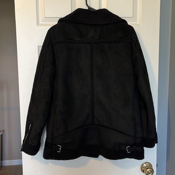 NWOT✔️ LOFT Faux Shearling Suede Aviator 3/4 Jacket -🏵️ - Picture 2 of 6